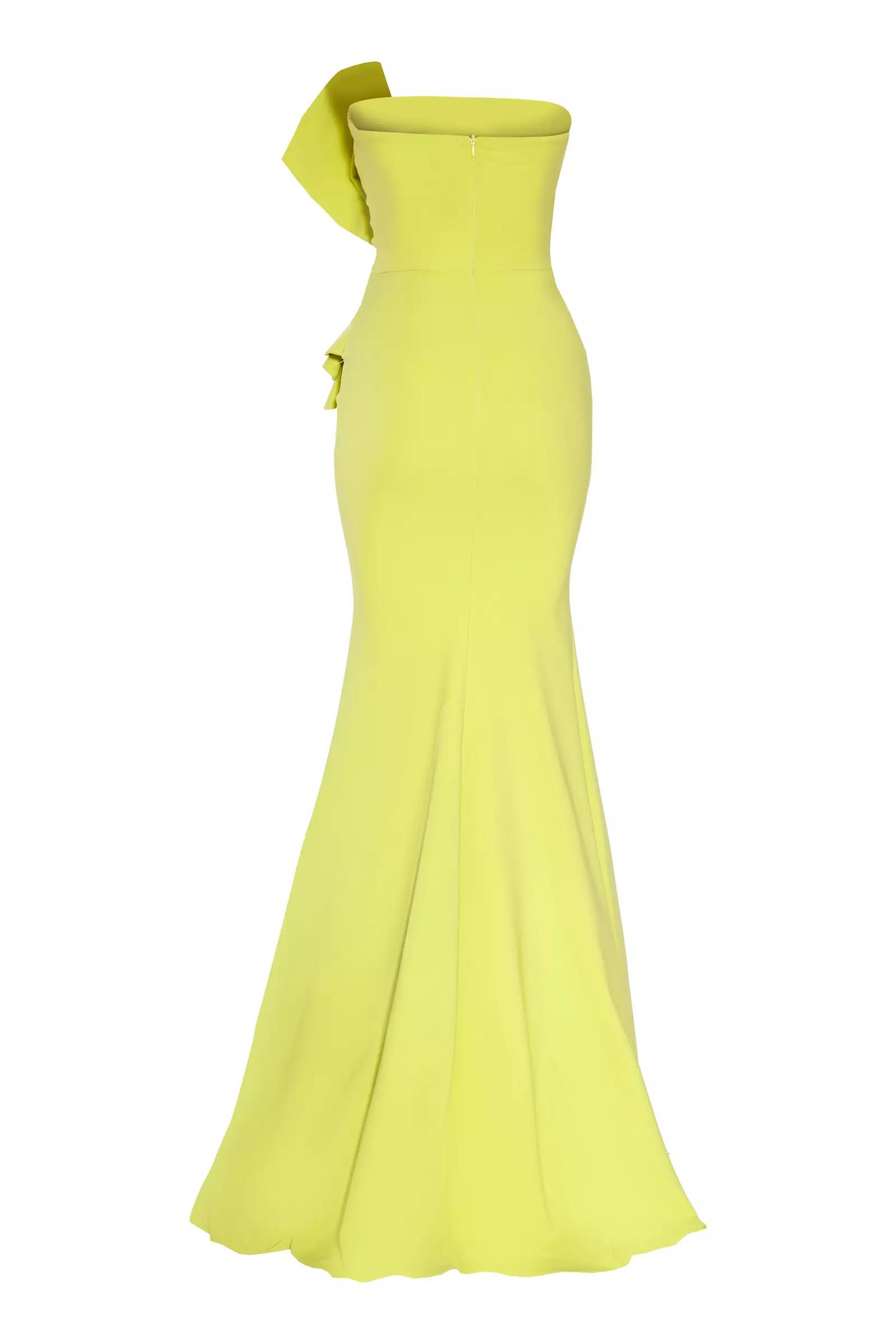 Peanut Green Crepe Strapless Maxi Dress