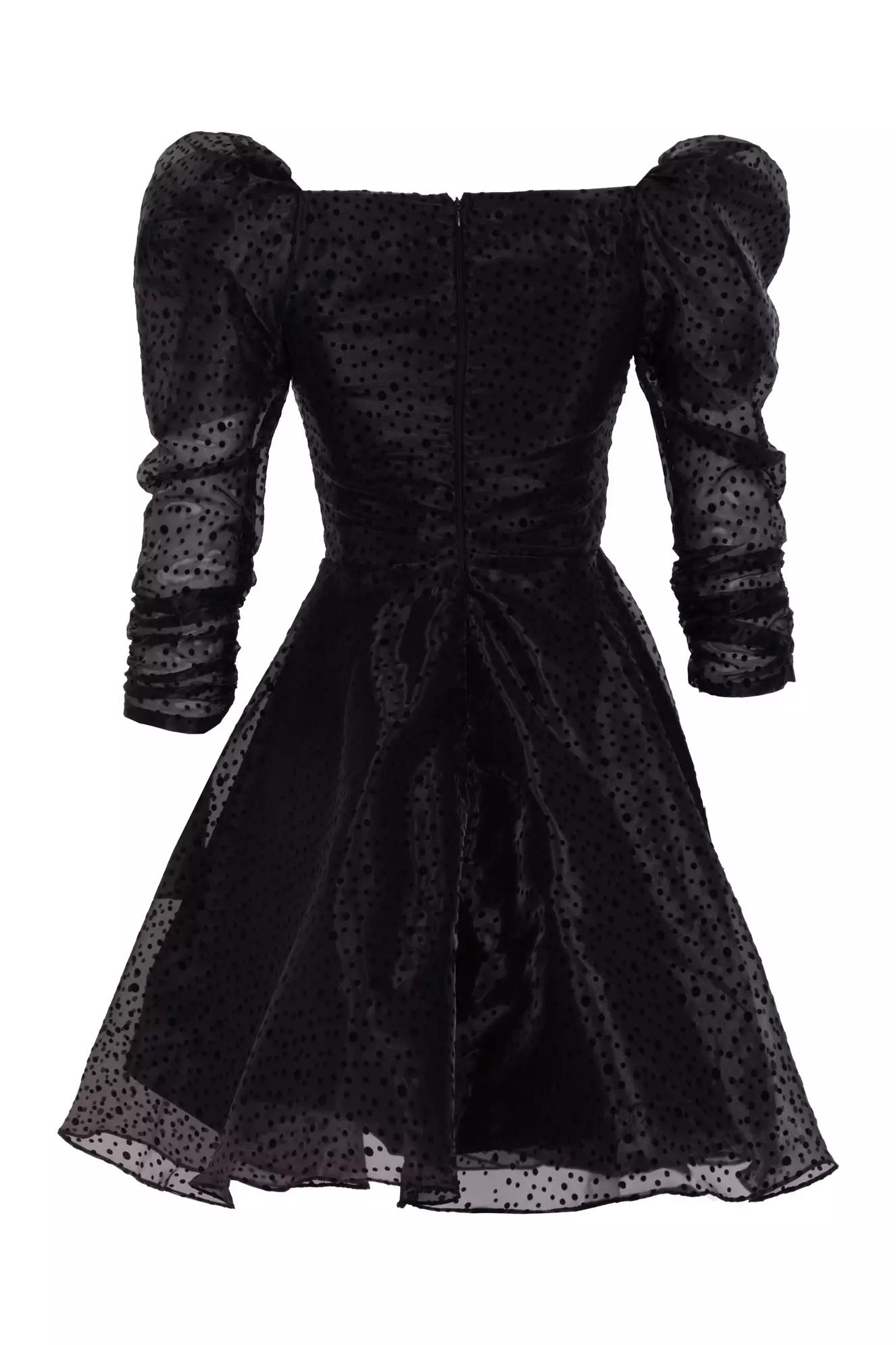 Black tulle long sleeve mini dress