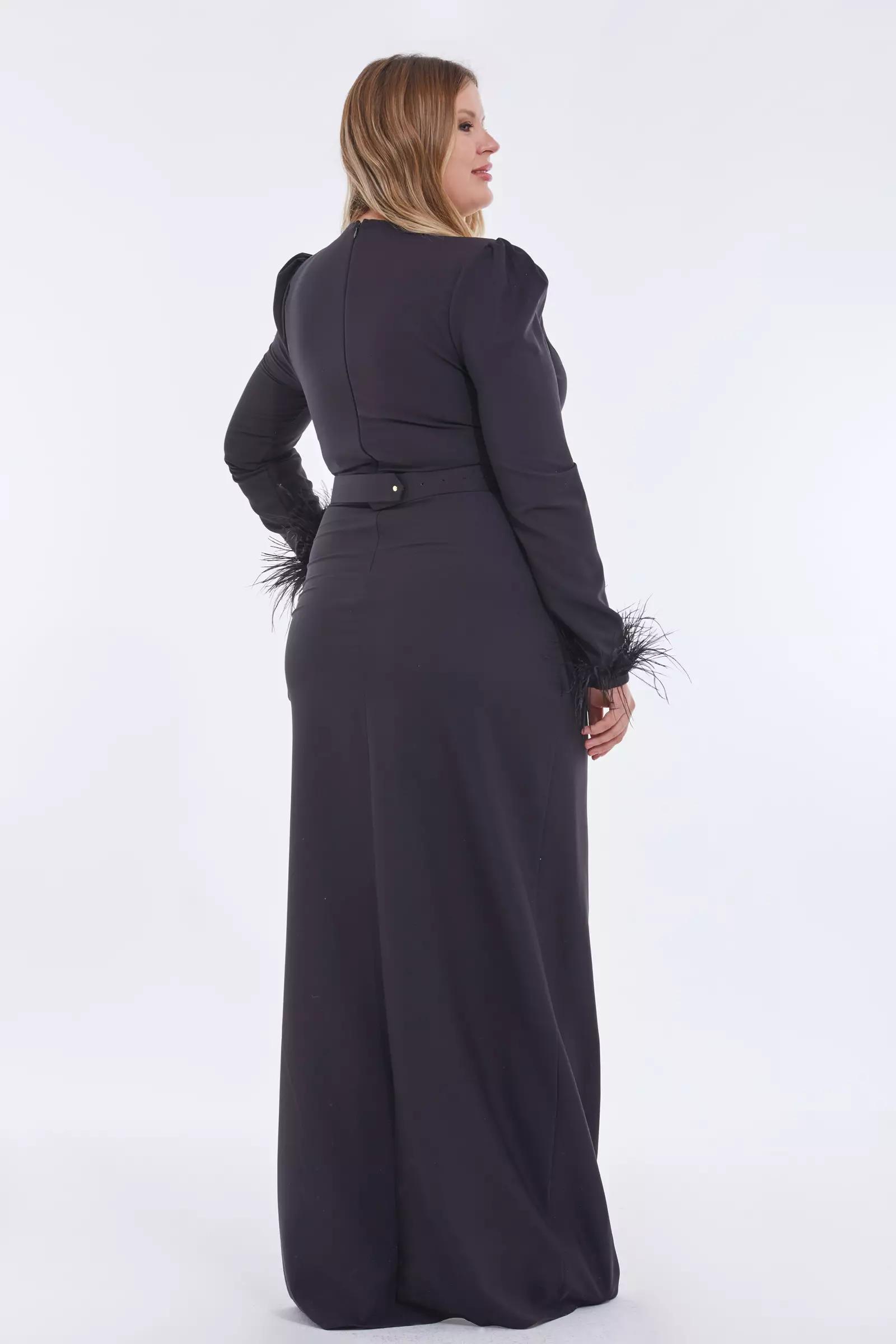 Black plus size crepe long sleeve maxi dress