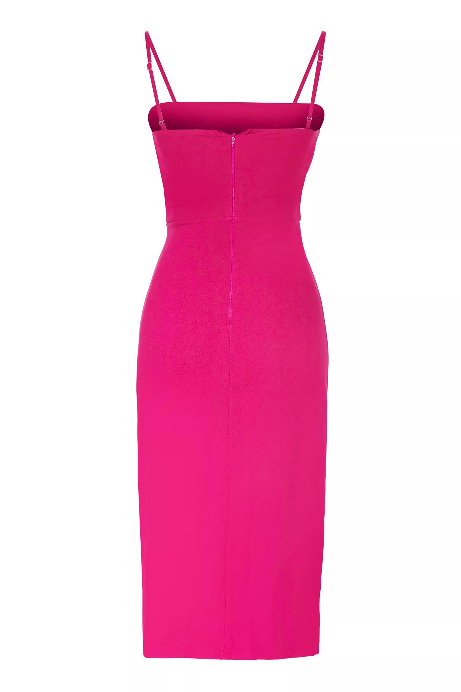 Fuchsia crepe sleeveless midi dress