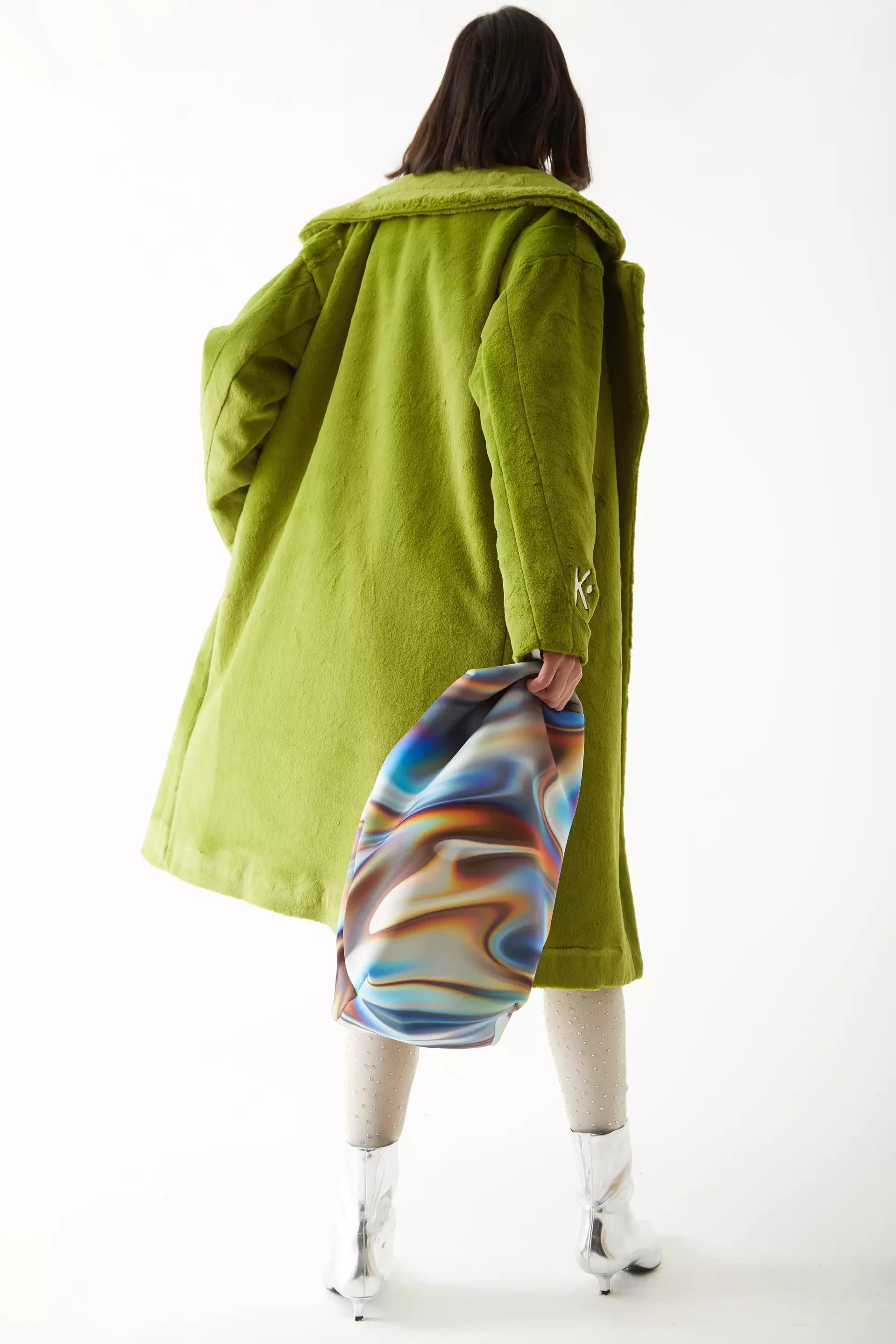 Green bunny long sleeve maxi coat