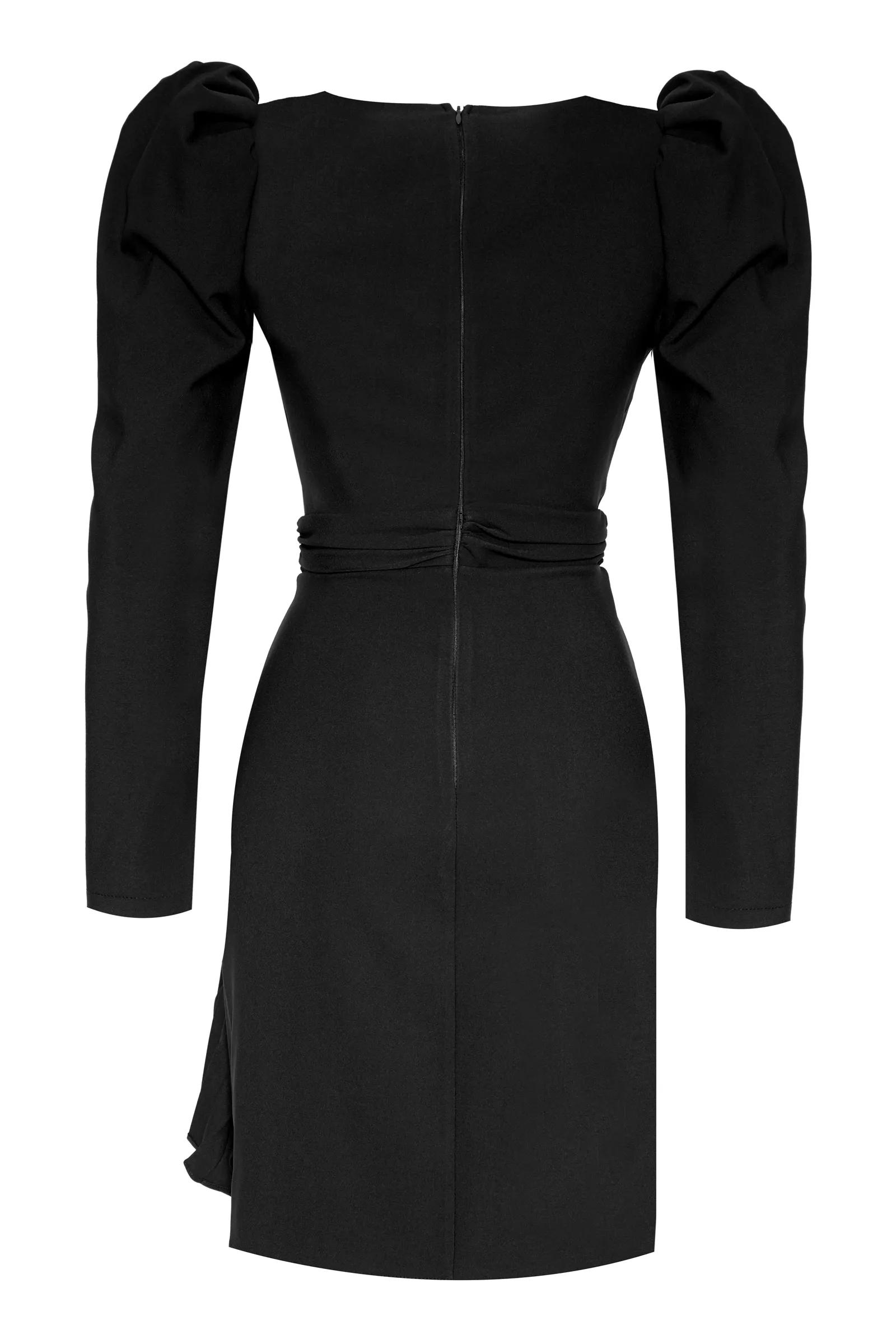 Black crepe long sleeve mini dress