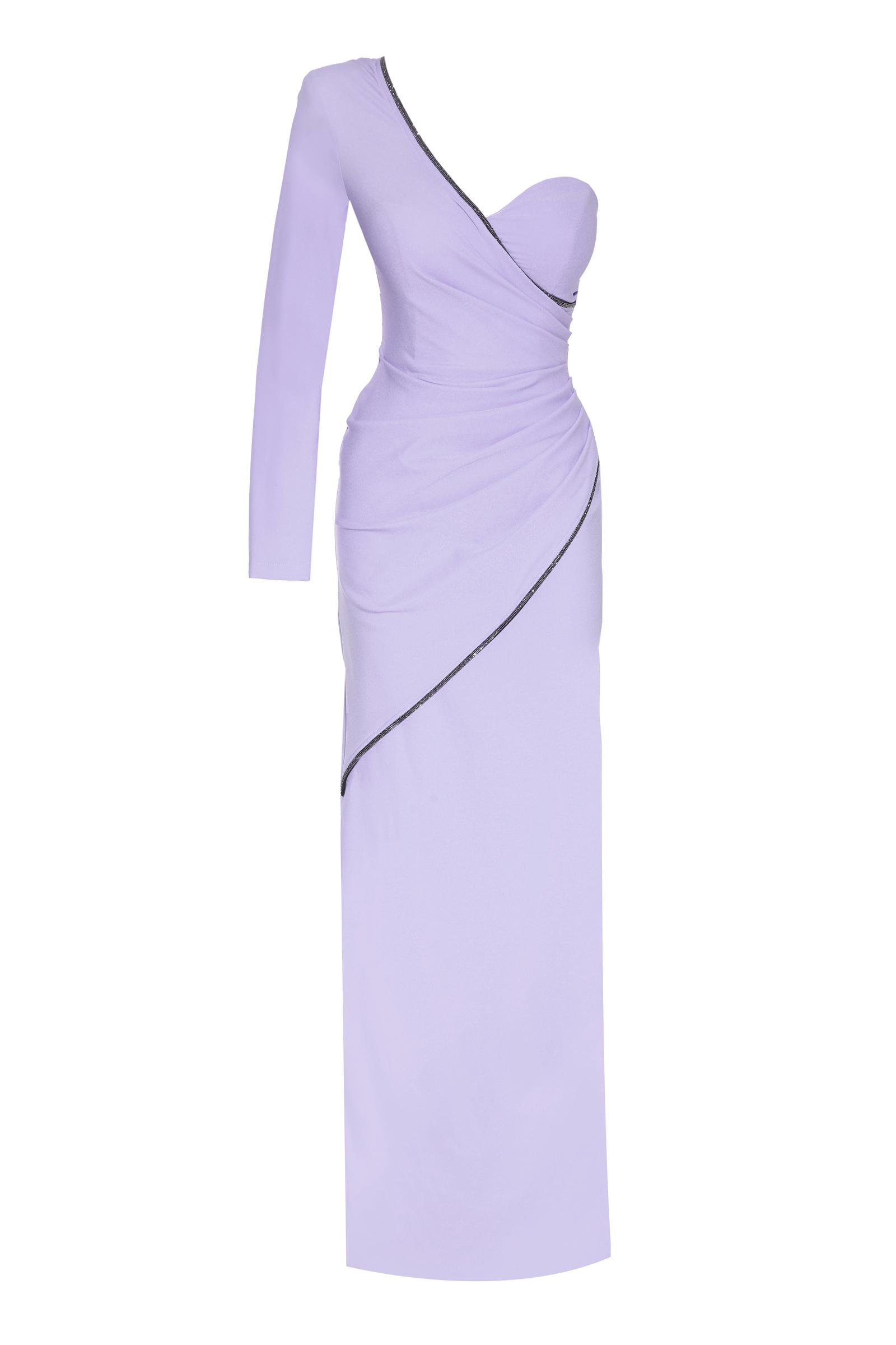 Lilac Plus Size Crepe One Arm Maxi Dress