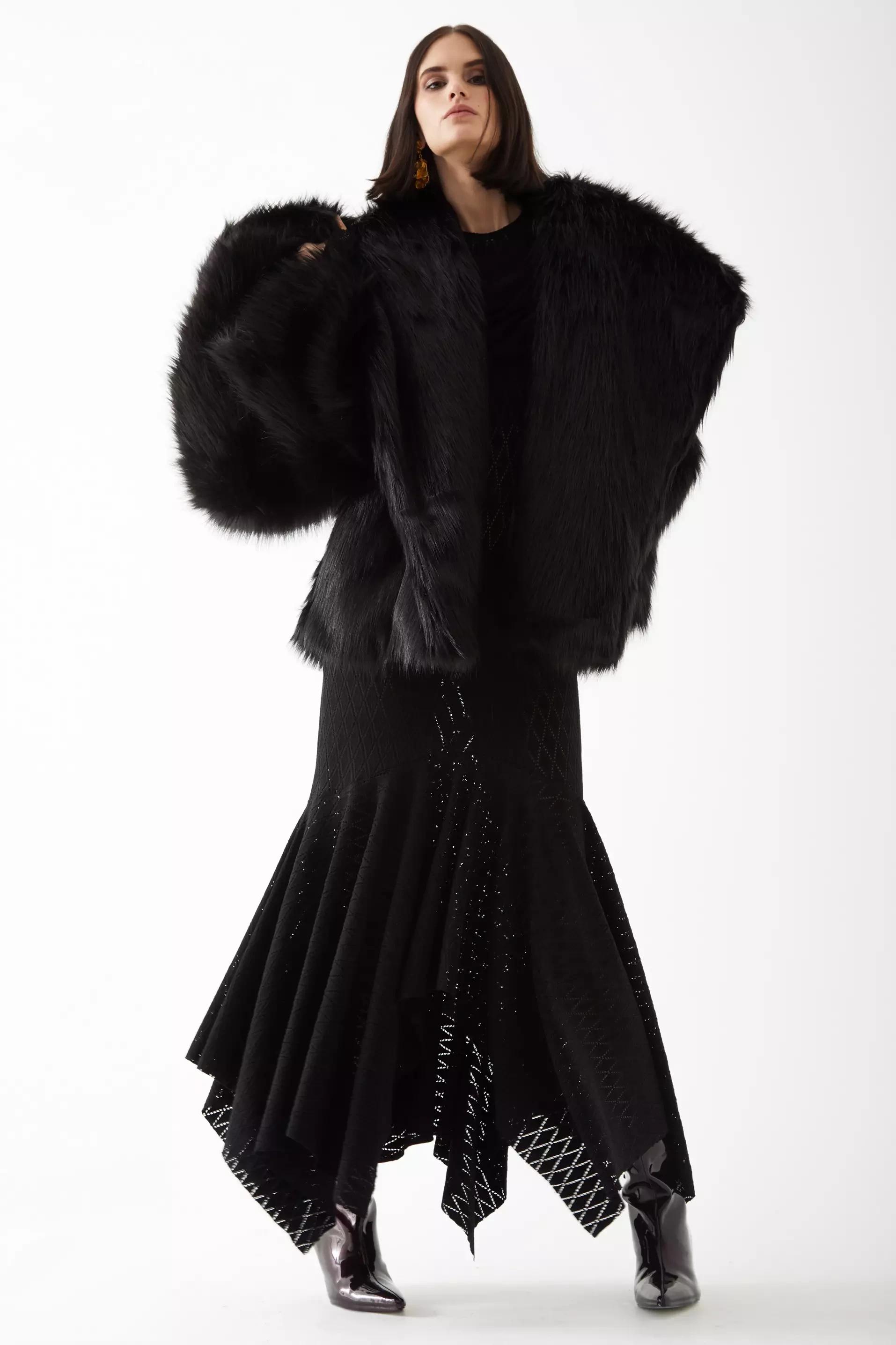 Black G.O.A.T Long Sleeve Midi Coat