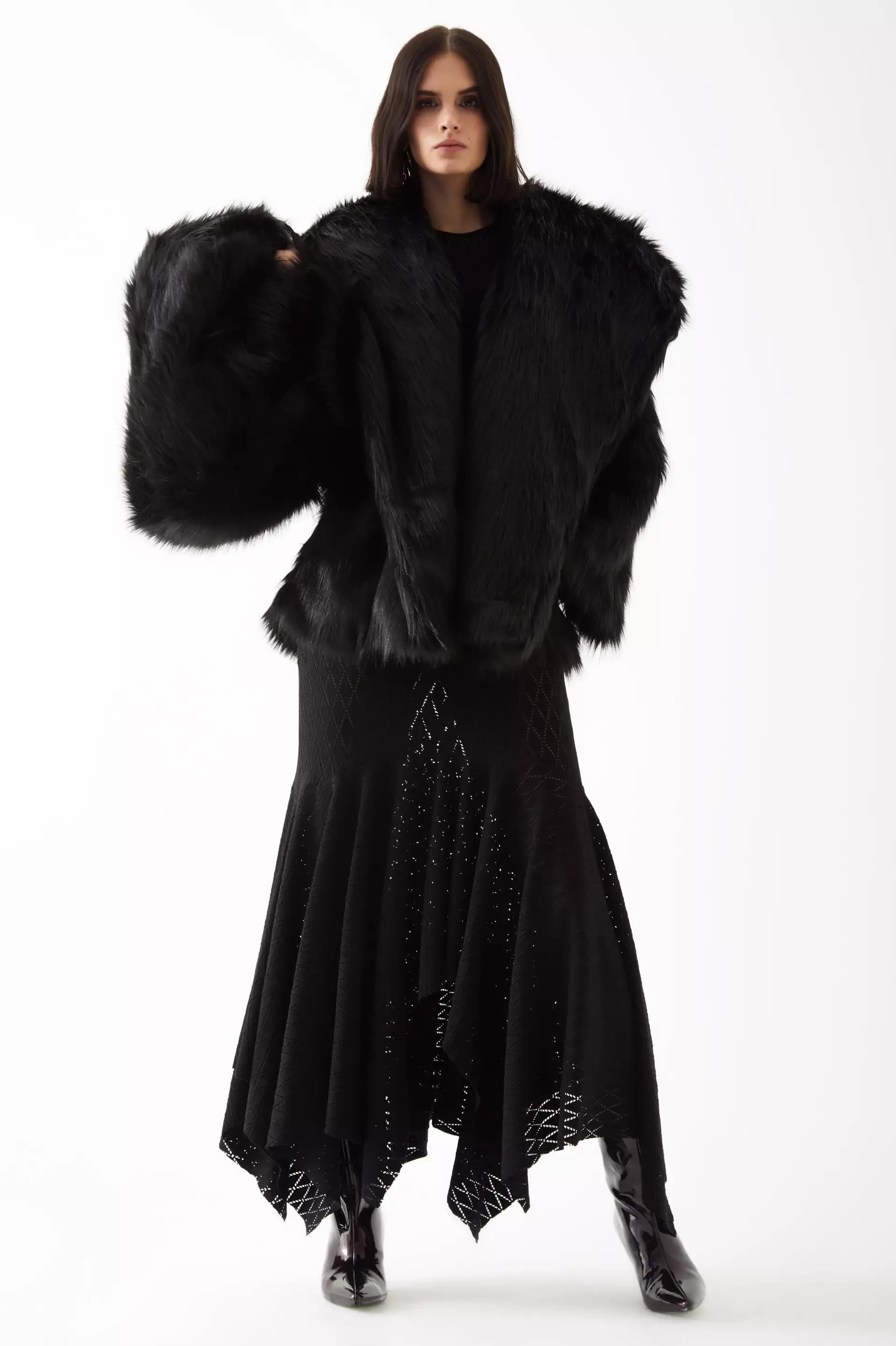 Black G.O.A.T Long Sleeve Midi Coat