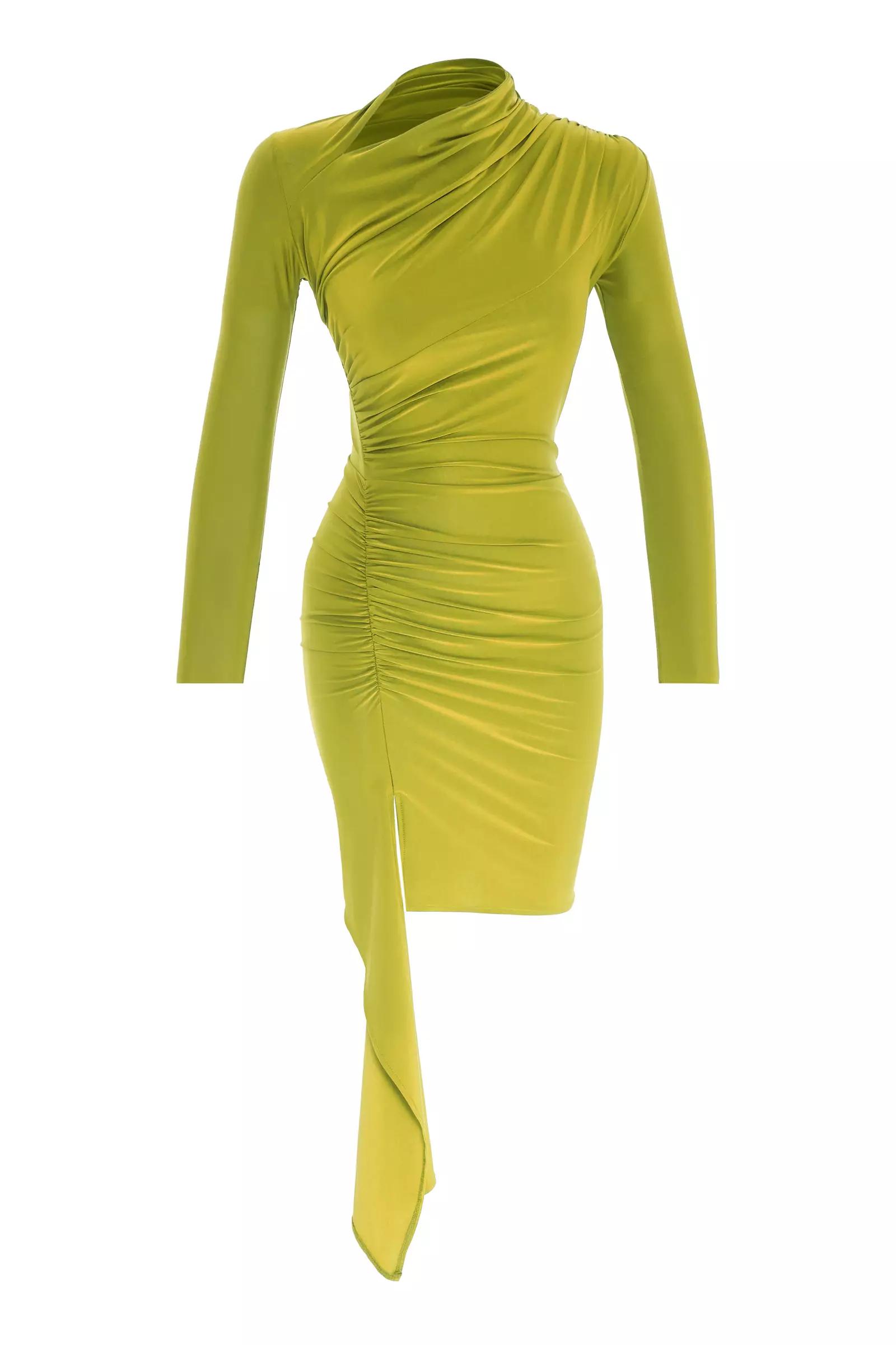 Pistachio green sendy long sleeve midi dress