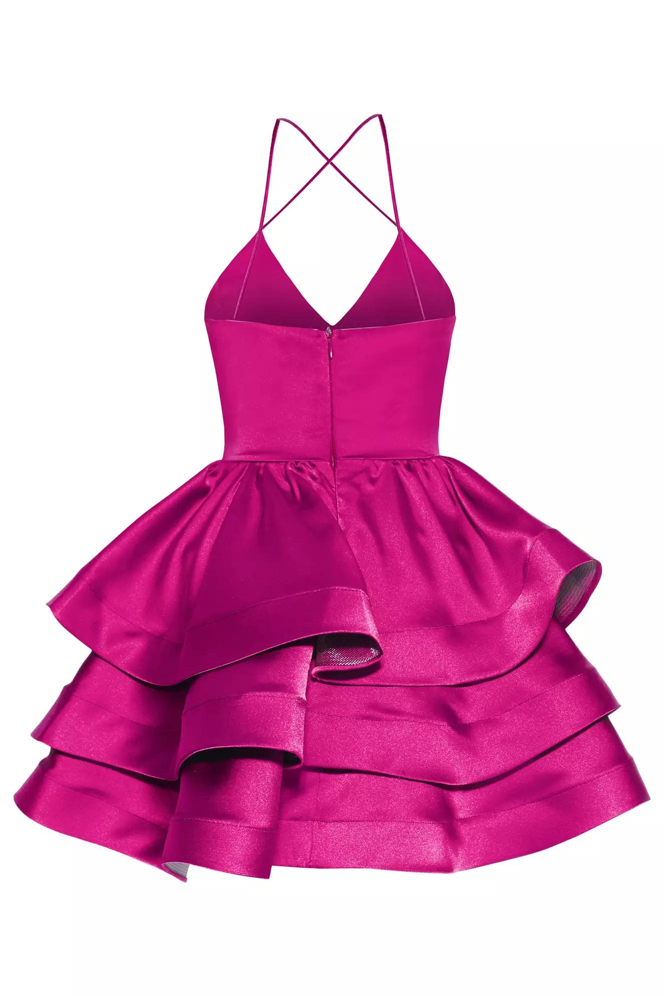 Fuchsia plus size satin sleeveless mini dress