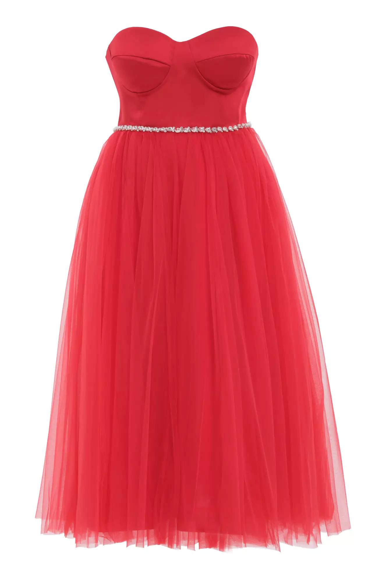 Red plus size satin sleeveless long dress