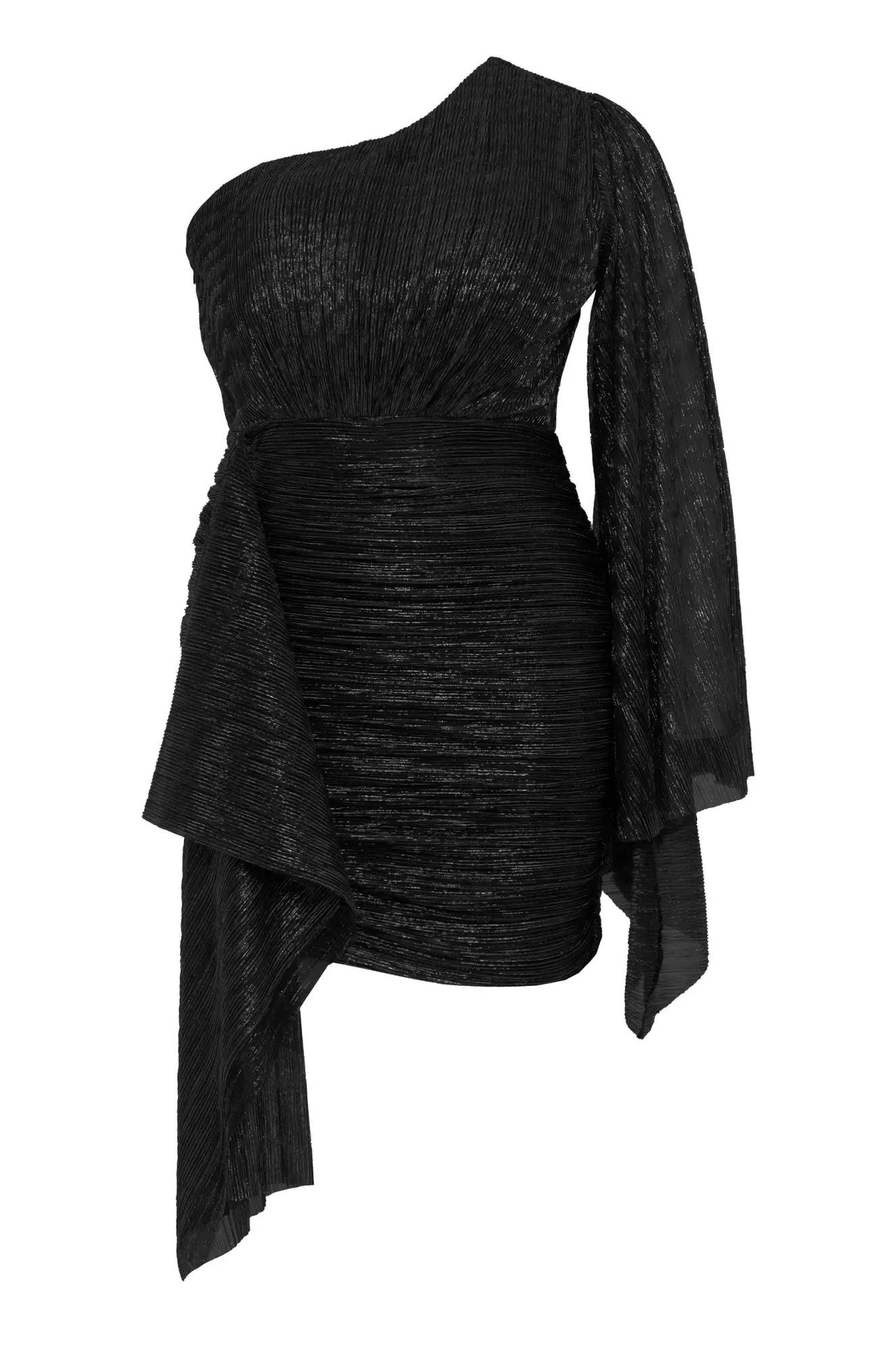 Black plus size moonlight one arm mini dress