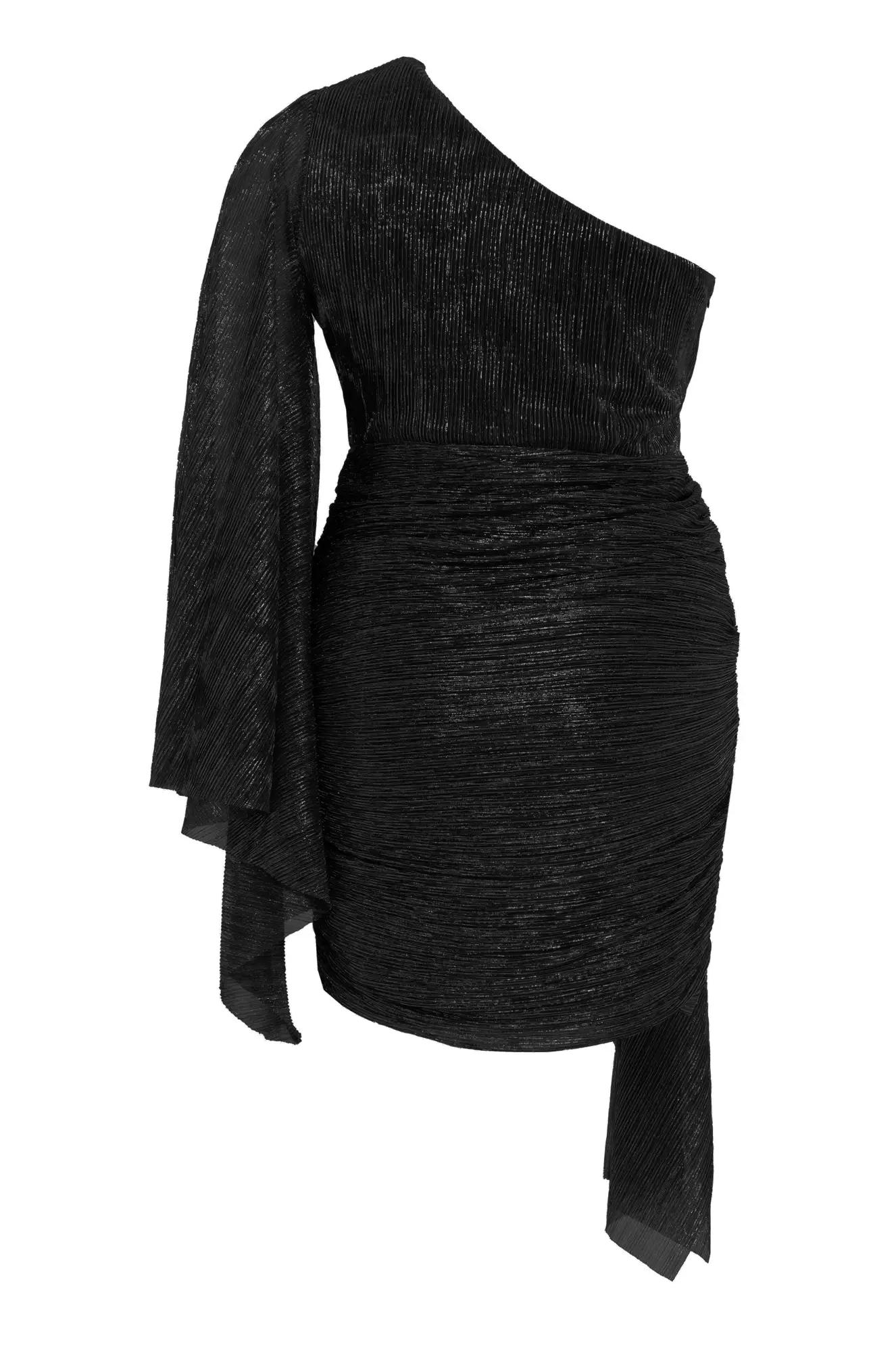 Black plus size moonlight one arm mini dress