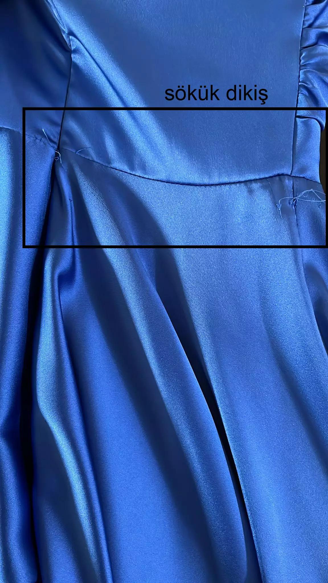Blue satin sleeveless maxi dress