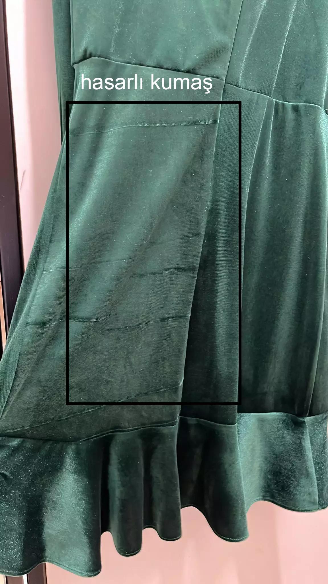 Green velvet long sleeve mini dress