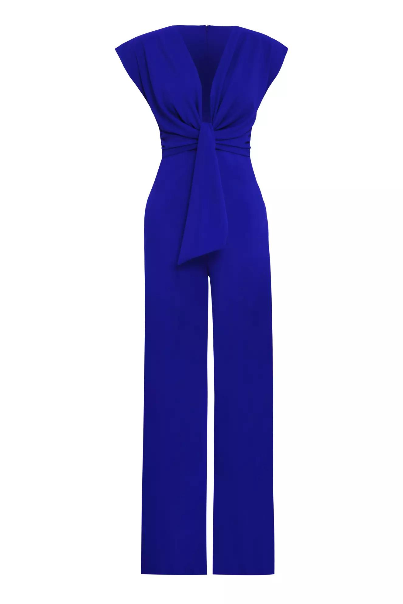 Blue knitted sleeveless long suit